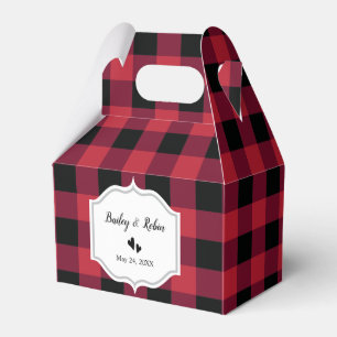 Classic Buffalo Plaid Check Black Wedding Favor Box
