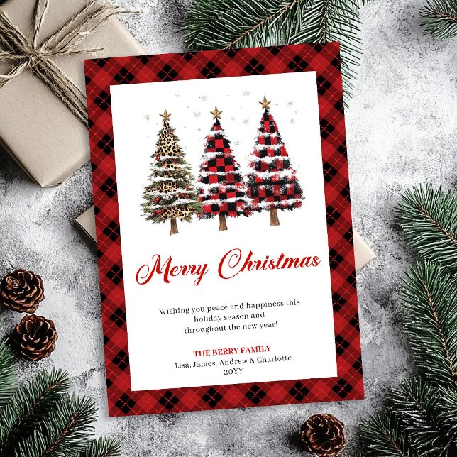 Classic Buffalo Plaid Christmas Tree Greeting Card (Classic Buffalo Plaid Christmas Tree Greeting Card)