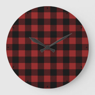 Classic Buffalo Plaid   Red and Black Large Clock