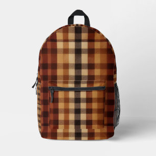 Classic Buffalo Plaid Rustic Brown & Terracotta  Printed Backpack