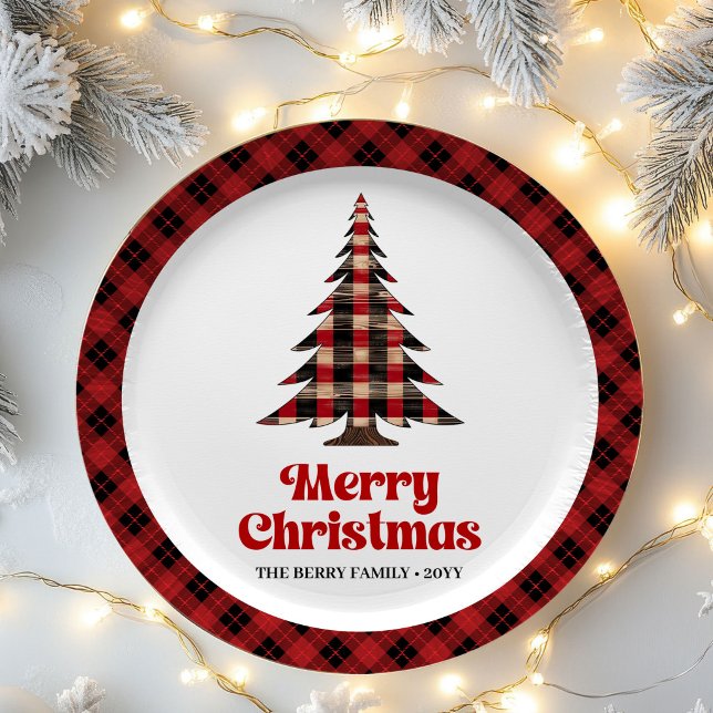 Classic Buffalo Plaid Tree Holiday Paper Plates (Classic Buffalo Plaid Tree Holiday Paper Plates)
