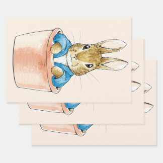 Classic bunny blue jacket Sitting in Plant Pot Wrapping Paper Sheet