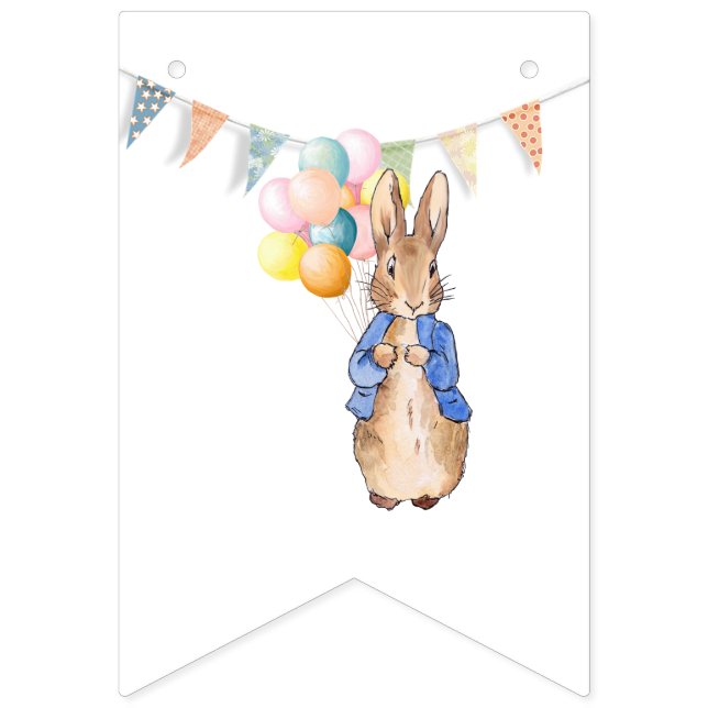 Classic Bunny in blue jacket Bunting Flags (First Flag)