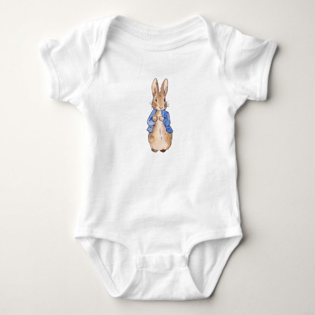 Classic bunny rabbit blue jacket baby bodysuit (Front)