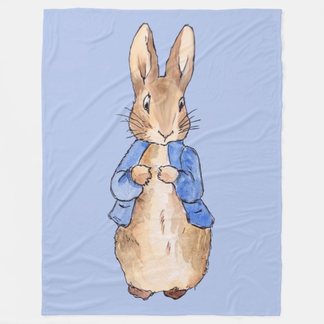 Classic bunny rabbit blue jacket fleece blanket (Front)