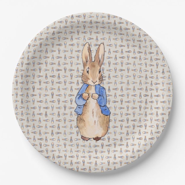 Classic Bunny Rabbit pattern background Paper Plate (Front)