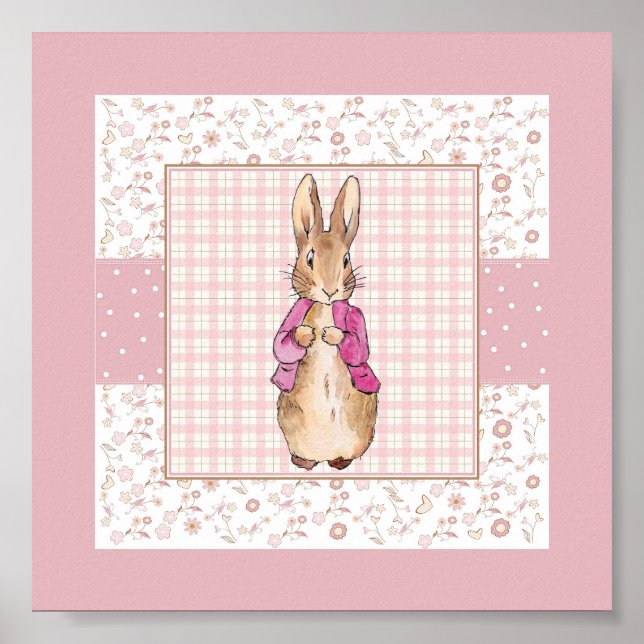 Classic Bunny Rabbit pink jacket Nursery Art Poster (Front)
