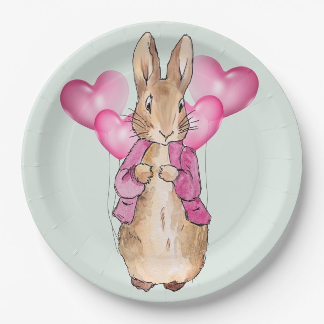 Classic bunny rabbit pink jacket paper plate (Front)