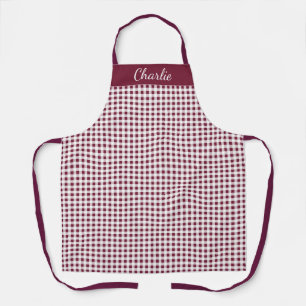 Classic Burgundy and White Personalized Apron
