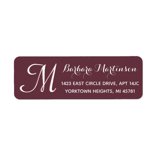 Classic Burgundy Blanc Personnalisé Monogramme Adr (Devant)