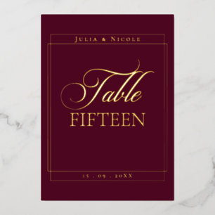 Classic Burgundy Border Wedding Table Number Sign