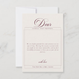 Classic Burgundy Calligraphy Overlay Photo Thanks Invitation