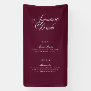 Classic Burgundy Calligraphy Signature Drinks Menu Banner