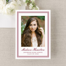 Classic Burgundy Double Border Photo Graduation