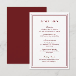 Classic Burgundy Elegant Wedding Enclosure Card