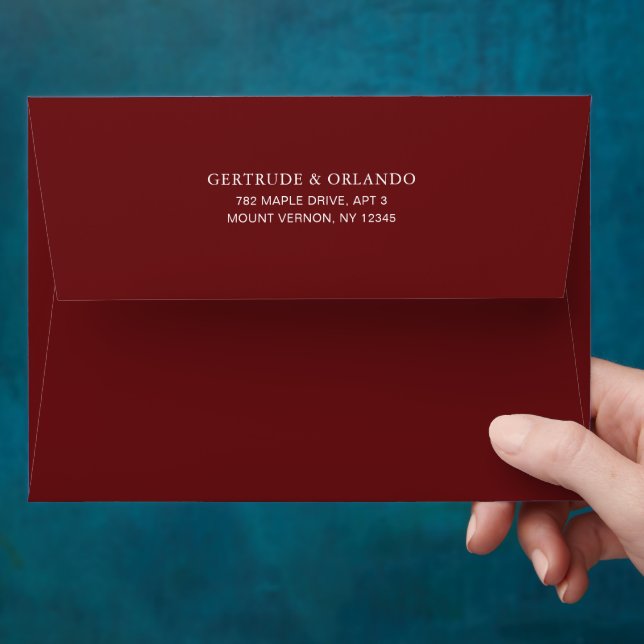 Classic Burgundy Elegant Wedding Envelope (Hand)