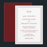 Classic Burgundy Elegant Wedding Invitation<br><div class="desc">Classic style wine / burgundy wedding invitation featuring a simple and minimal design with your monogram at the top and your event details surrounded by a double border. The fonts alternate between and elegant script, a traditional serif and minimalist sans serif fonts. This invitation is great for a formal wedding....</div>
