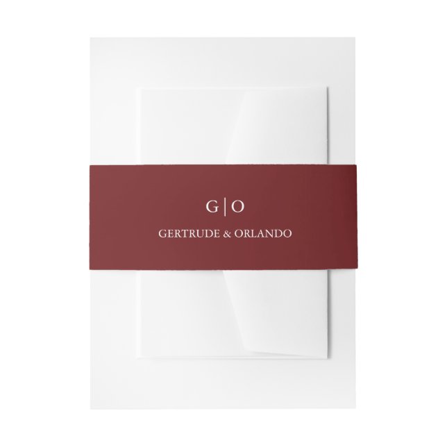 Classic Burgundy Elegant Wedding Invitation Belly Band (Front Example)