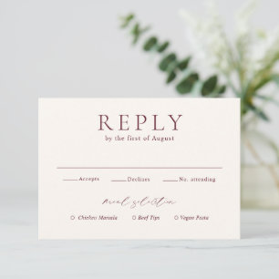 Classic Burgundy Elegant Wedding RSVP Card