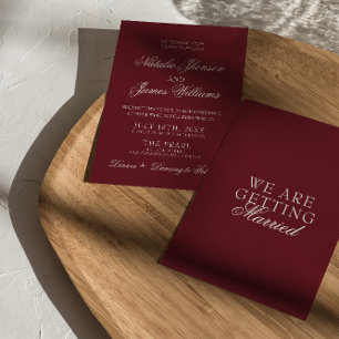 Classic Burgundy Fancy Old Money Retro Wedding Invitation
