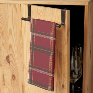 Classic Burgundy Forest Plaid Aesthetic Kitchen Towel