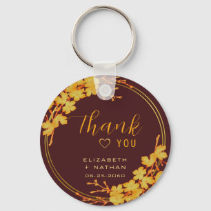 Classic Burgundy & Gold Wedding Thank You Keychain