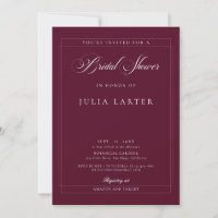 Classic Burgundy Ivory Calligraphy Bridal Shower