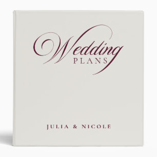 Classic Burgundy Ivory Calligraphy Wedding Album Binder