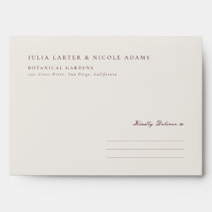 Classic Burgundy Ivory Calligraphy Wedding Envelope