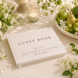 Classic Burgundy Ivory Calligraphy Wedding Guest Book