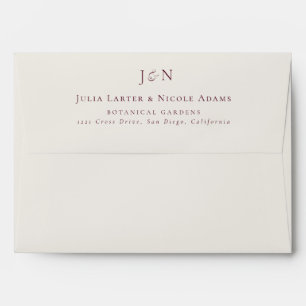 Classic Burgundy Ivory Monogram Calligraphy Envelope
