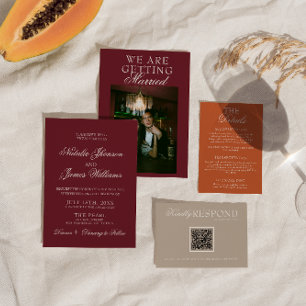 Classic Burgundy Luxury Old Money Retro Wedding Invitation