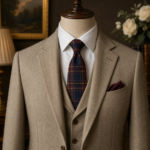 Classic Burgundy & Navy Tartan Plaid Tie