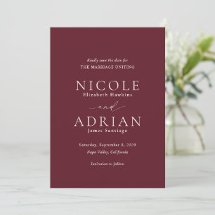 Classic Burgundy Photo Elegant Wedding Save The Date
