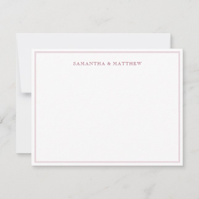 Classic Burgundy Red Double Border Couple Card (Front)
