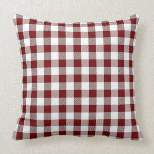 Classic Burgundy Red Gingham Throw Pillow