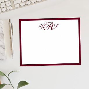Classic Burgundy Red Monogram Card