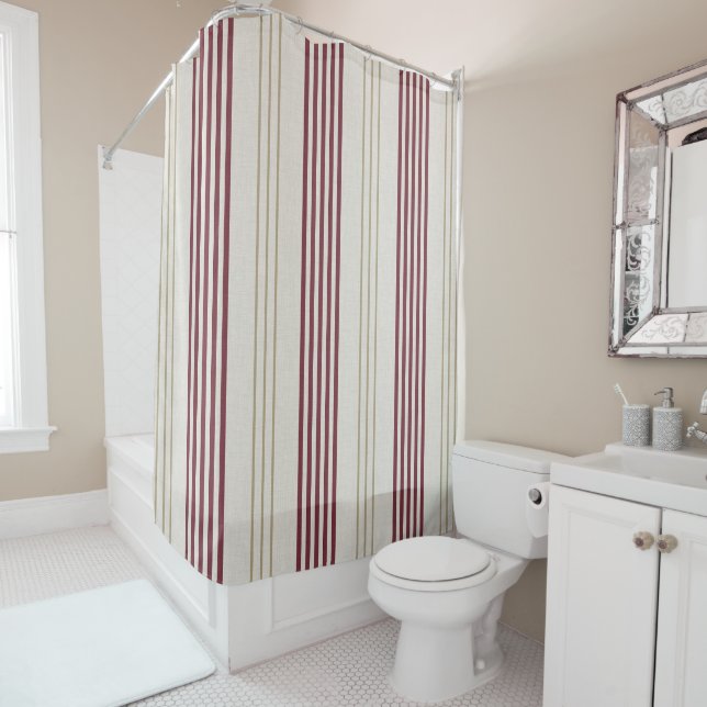 Classic Burgundy Red Ticking Stripe Pattern (In Situ)