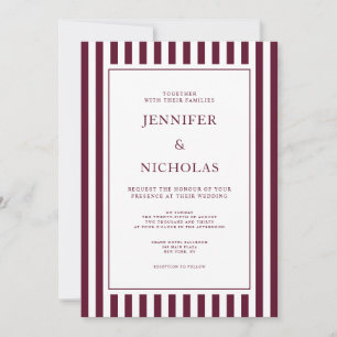 Classic Burgundy Stripes Wedding Invitation