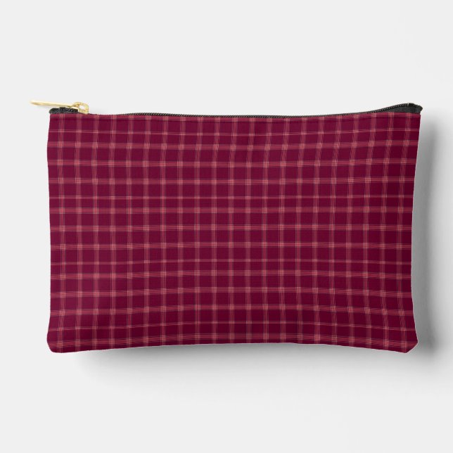 Classic Burgundy Tartan Plaid Gift Accessory Pouch (Front)