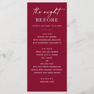 Classic Burgundy The Night Before Rehearsal Dinner Menu