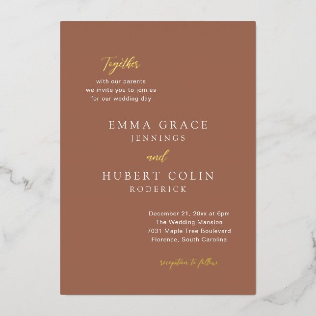 Classic Burnt Orange Elegant Wedding (Front)