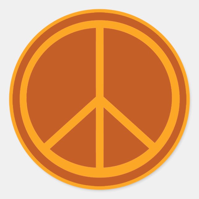 Classic Burnt Orange Peace Sign Round Sticker (Front)