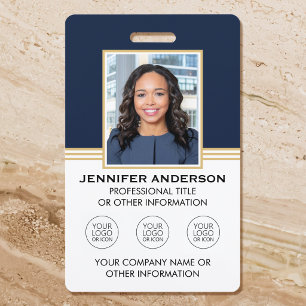 Classic Business Photo ID Blue Gold Badge