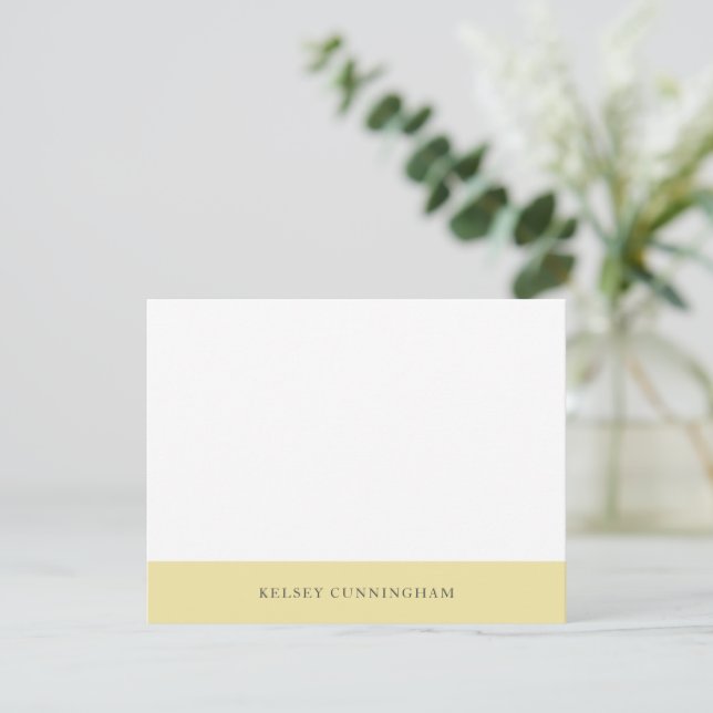 Classic Buttercream Yellow Colour Block Name Flat Card (Standing Front)