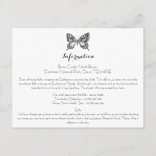 Classic Butterfly Wedding Information Card