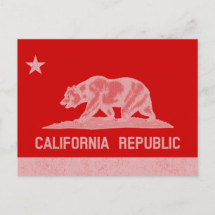 Classic California Bear Flag Graphic Postcard