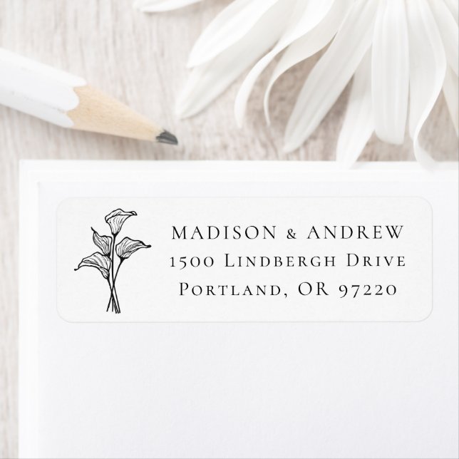 Classic Calla Lily Wedding Return Address (Insitu)