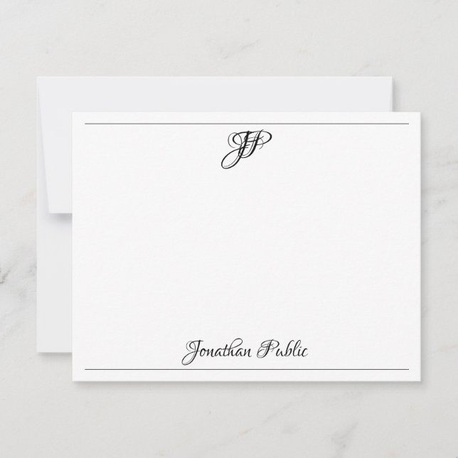 Classic Calligraphed Text Monogram Template Black (Front)