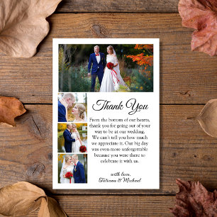  classic calligraphy 4 photos fall wedding  thank you card